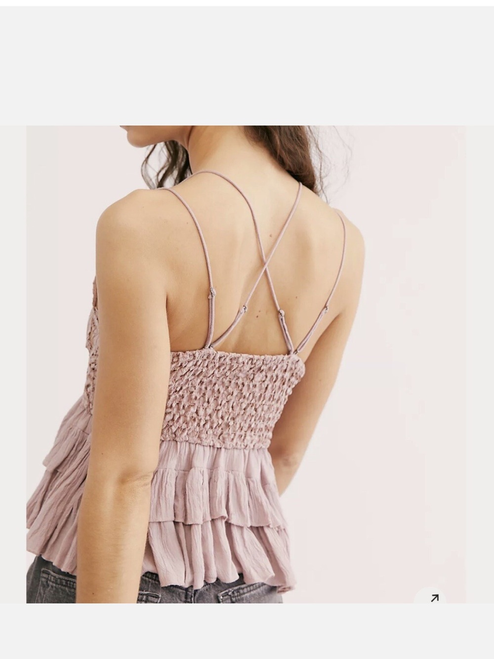 Free People Dusty Mauve Crochet Ruffle Cami Size XS NEW With Tags! Retail $68. - Picture 4 of 10